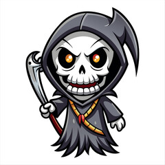 Halloween scary Grim reaper isolated on a white background, Halloween character vector set.