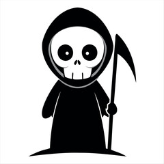 Halloween scary Grim reaper isolated on a white background, Halloween character vector set.