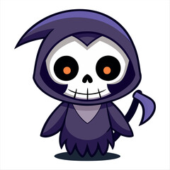Halloween scary Grim reaper isolated on a white background, Halloween character vector set.