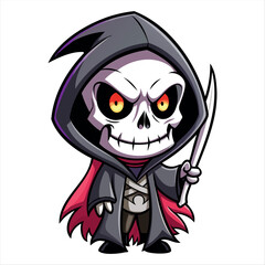 Halloween scary Grim reaper isolated on a white background, Halloween character vector set.