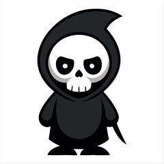 Halloween scary Grim reaper isolated on a white background, Halloween character vector set.