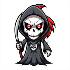 Halloween scary Grim reaper isolated on a white background, Halloween character vector set.