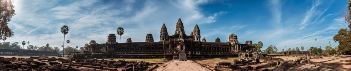Fototapeta premium Panoramic view of sacred ancient temple complex.