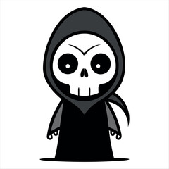 Halloween scary Grim reaper isolated on a white background, Halloween character vector set.