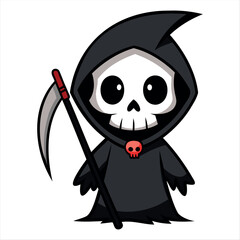 Halloween scary Grim reaper isolated on a white background, Halloween character vector set.