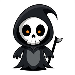 Halloween scary Grim reaper isolated on a white background, Halloween character vector set.