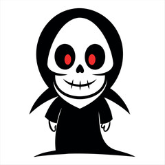 Halloween scary Grim reaper isolated on a white background, Halloween character vector set.