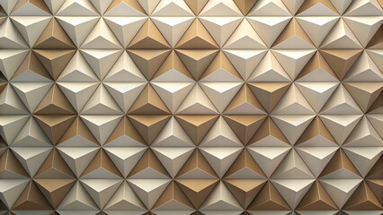 Obraz premium Golden Geometry: A mesmerizing pattern of white and gold triangles creates a captivating, modern design, ideal for backgrounds and abstract concepts. 