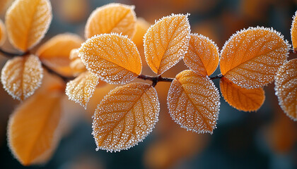 Vibrant autumn leaves on tree branch in sunlight generated by AI