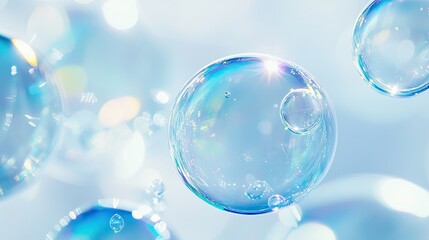 Blue bubbles white background. Generative AI