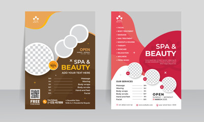 Beauty and spa flyer design template. spa center poster with treatment or relaxing premium style layout design