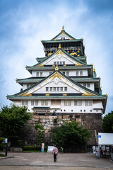 Views of Osaka Castle in evening in Japan 