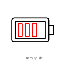 Battery life and charging icon concept