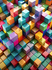 Obraz premium Abstract Colorful Blocks: A mesmerizing abstract pattern of vibrant, colorful blocks arranged in a dynamic, geometric formation, creating a visual symphony of shapes and hues. 
