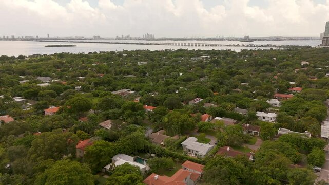 Flight over residential homes Miami Morningside neighborhood