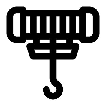 recommend clip art: winch, hook, rope, hoist, equipment, construction outline icon