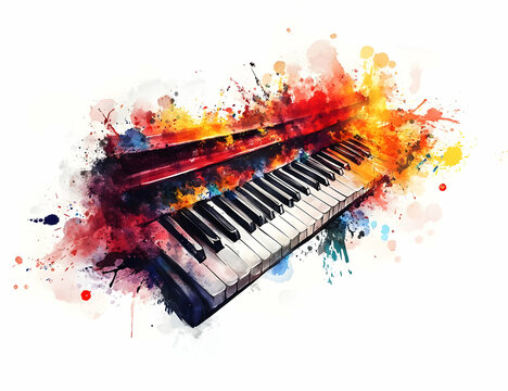 watercolor piano keys colorful splash art clip art preview