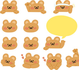 다양한 표정의 곰돌이 캐릭터