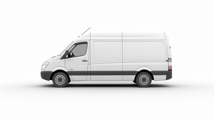 White Cargo Van for Shipping and Delivery Industry on Plain Background