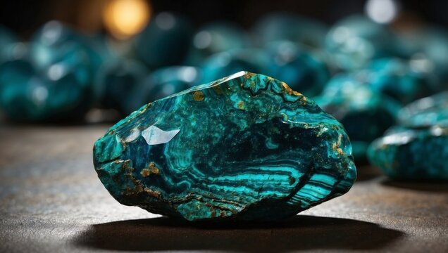 Polished Chrysocolla Gemstone A Shimmering Silhouette of Ornamental Elegance.