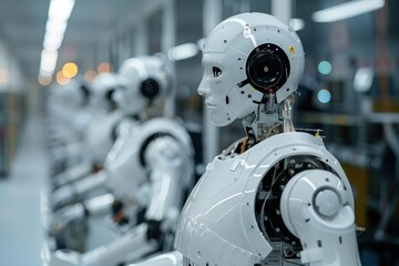 Fototapeta premium AIdriven robotic assembly line, symbolizing automation in the new economy