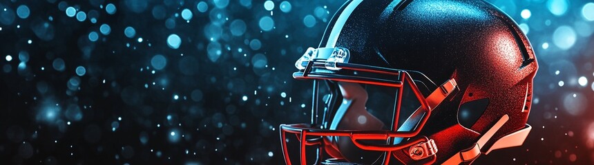 Naklejka premium A 3D American football helmet with soft glow, representing the competitive spirit of U.S. sports. 