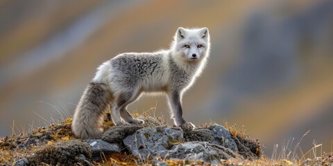 Fox on a hill with its mouth wide open