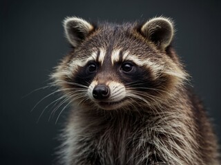 Fototapeta premium adorable baby raccoon on solid color background ideal for banners and ads.