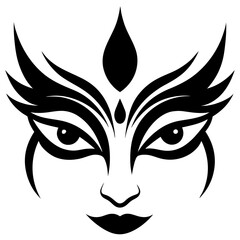 Maa Durga Trinayon In Durga puja held during Navaratri. Maha Durga shashthi, saptami, ashtami, navami, bijoya. Three Eyes Only Illustration
