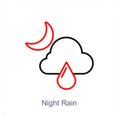 Night Rain and weather icon concept