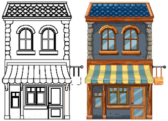 Charming Two-Story House Illustration