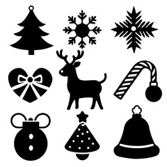 Christmas icons set  silhouette vector