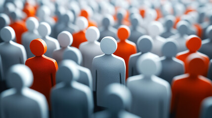 modern, slick 3D figure stands out in a vivid color, contrasting sharply with its surroundings. The unique hue highlights individuality and diversity, symbolizing uniqueness and self-expression