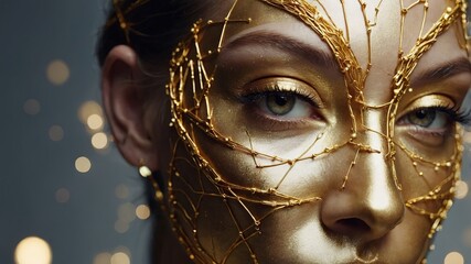 plastic surgery with gold threads Advertising banner for a cosmetology clinic.