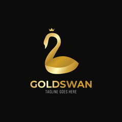 Goldswan. luxury swan logo icon for brand or company. vector