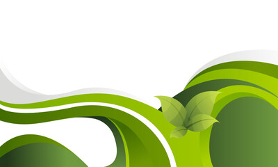 Abstract green leaves wave banner background. vector	
