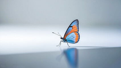 Butterfly perched on minimalist background, that exudes sophistication and refinement. Generative AI
