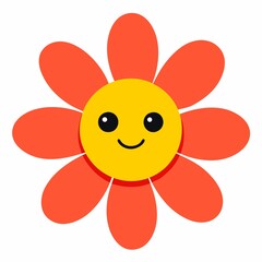 Cute Happy Flower Sticker Emoji Illustration