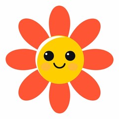 Cute Happy Flower Sticker Emoji Illustration