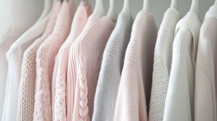 Pink, gray womens clothes hangers. Generative AI