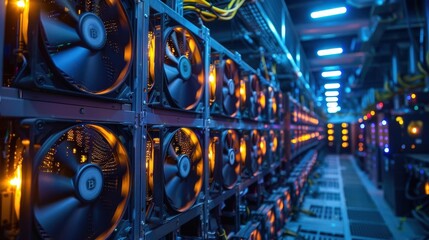 Cryptocurrency mining farm, illustrating the digital economy