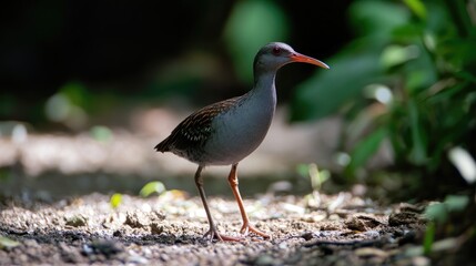 Naklejka premium Rail bird on the ground. Generative AI