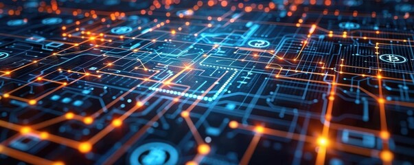 Blockchain network connecting global businesses, symbolizing decentralized economy