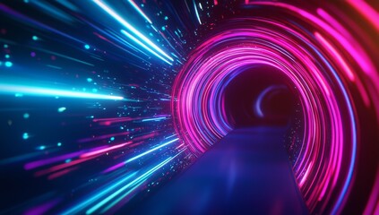 Obraz premium Vibrant Abstract Neon Streaks Creating Futuristic Warp Effect