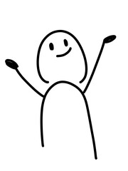 万歳をして喜んでいる人のゆるいイラスト