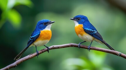 Ultramarine Flycatcher birds. Generative AI