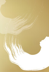 渦巻き　筆　年賀状　金　背景