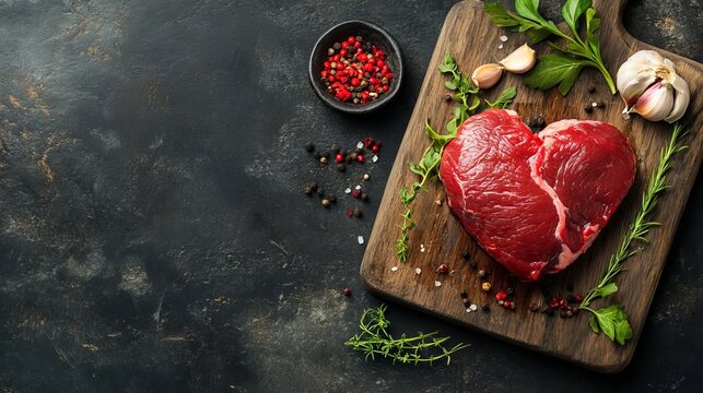 Pork or beef heart for food
