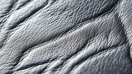 Natural, genuine gray leather texture close up, macro. Structure of glossy leatherette, artifical skin surface with embossing pattern.