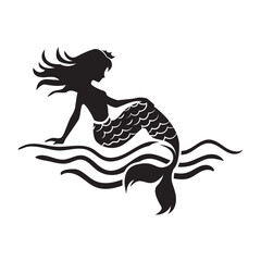 Mermaid girl silhouette design file for cut files.